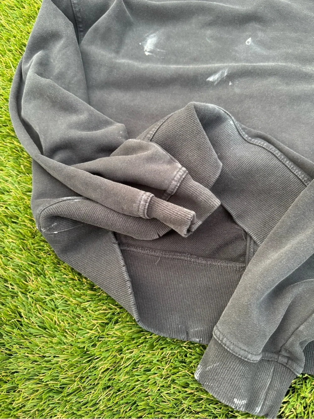 DIY Distressed JoyLab Black Full-Zip Paint Splattered Hoodie XS